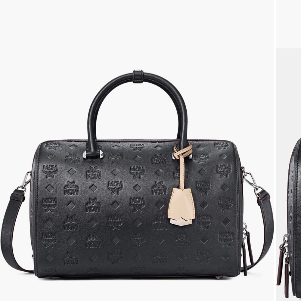 MCM Black Essential Leather Boston Bag